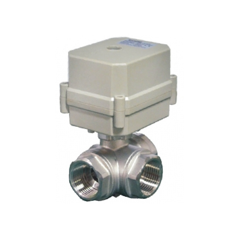 HK63-ST Mini Motorized 3-Way Stainless Steel Ball Valve