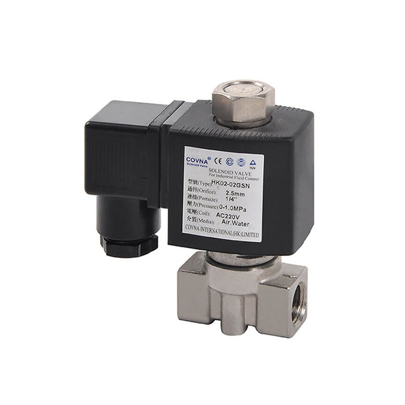 Válvula solenóide de design compacto HK02 -S - aço inoxidável